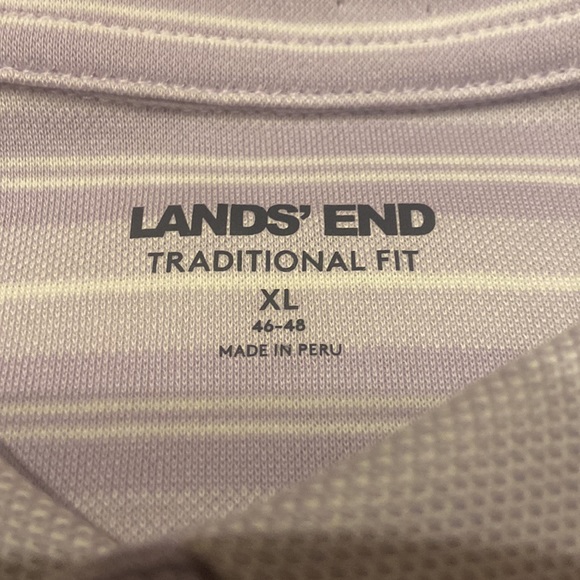 LANDS END Size XL TraditionL Fit 3 Button Polo Shirt Lavender - Picture 2 of 8